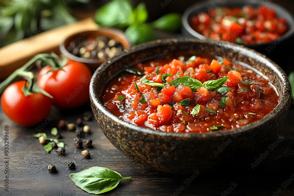 Bowl of Mexican Tomato salsa sauce commercial advertising photo Bowl of Mexican Tomato salsa sauce commercial advertising photo