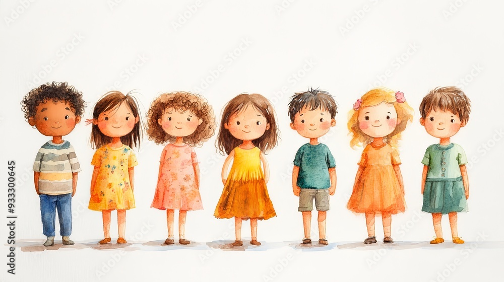 Joyful Gathering of Diverse Children in Spring Joyful Gathering of Diverse Children in Spring
