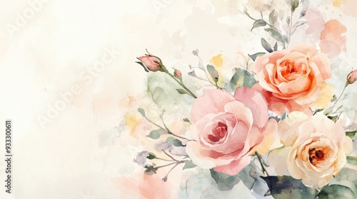 Floral greeting card in pastel hues Crafted by hand Watercolor artwork Suitable for weddings birthdays and special occasions