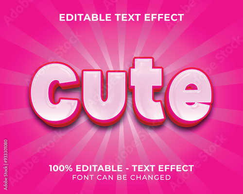 Editable text effect cute 3D text effect with pink background