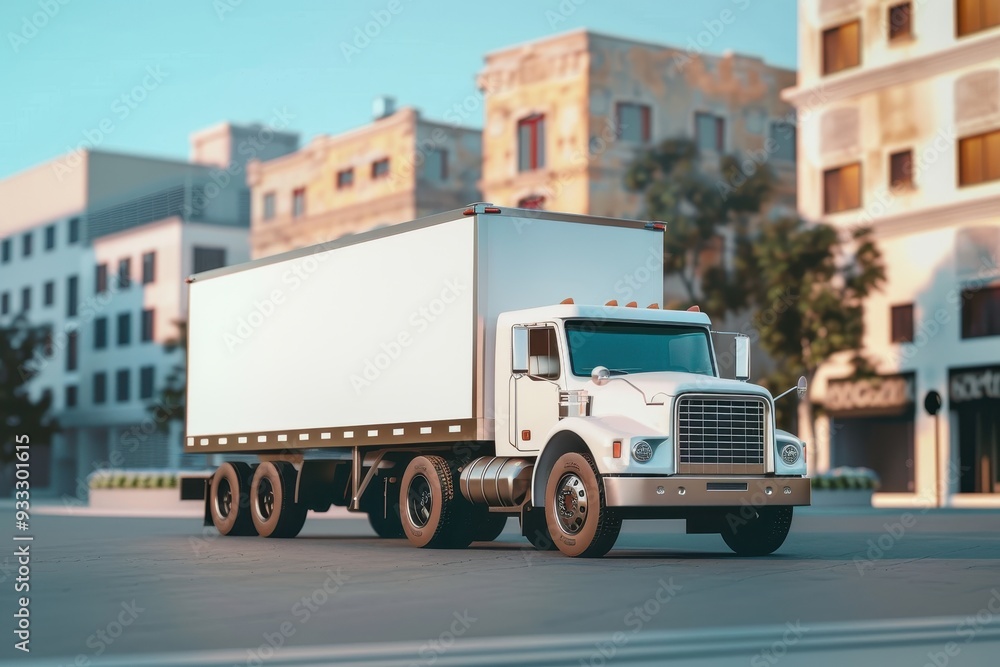 Obraz premium A semi truck is parked on a road