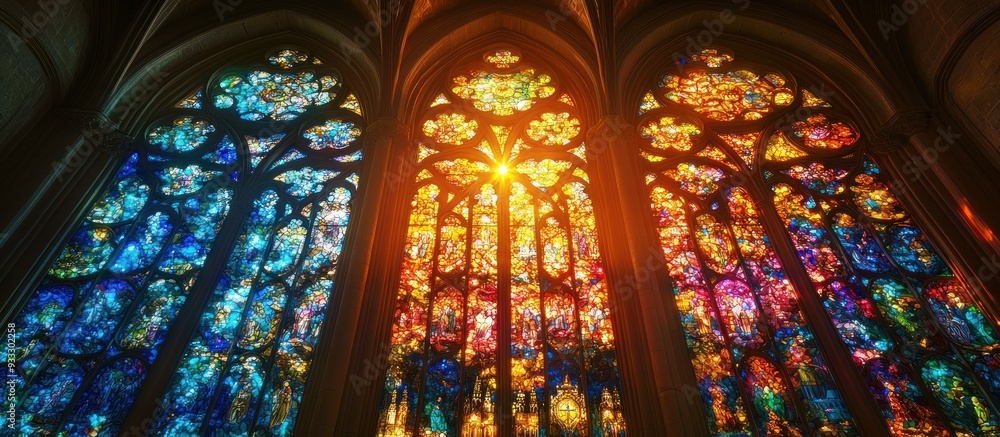 Obraz premium Stained Glass Window in a Cathedral