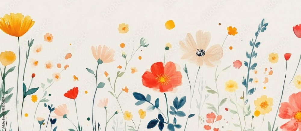 Handcrafted watercolor collection featuring wildflowers on a light backdrop Vibrant background suitable for fabrics wallpapers gift wrapping and scrapbooking Kid friendly design Handcrafted watercolor collection featuring wildflowers on a light backdrop Vibrant background suitable for fabrics wallpapers gift wrapping and scrapbooking Kid friendly design