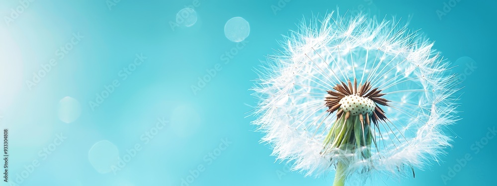 Close-up of a dandelion against a blue backdrop Dandelion image slightly blurred Close-up of a dandelion against a blue backdrop Dandelion image slightly blurred