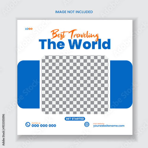 Travel and tour  post  design also travel holiday flyer layout vector template design 
