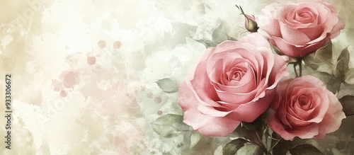 Elegant rose blossoms in watercolor style