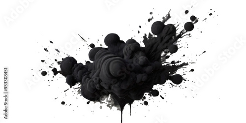 Vector abstract grey and black rainbow holi paint and black cloud smoke powder explosion isolated on transparent wide panorama background.