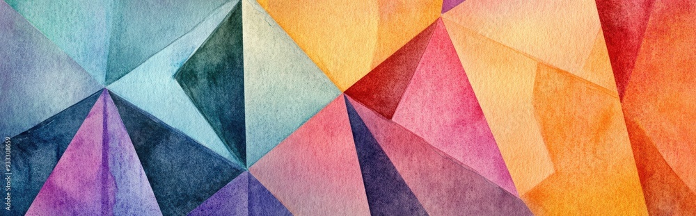 Fototapeta premium Multicolored geometric polygonal abstract background in watercolor illustration