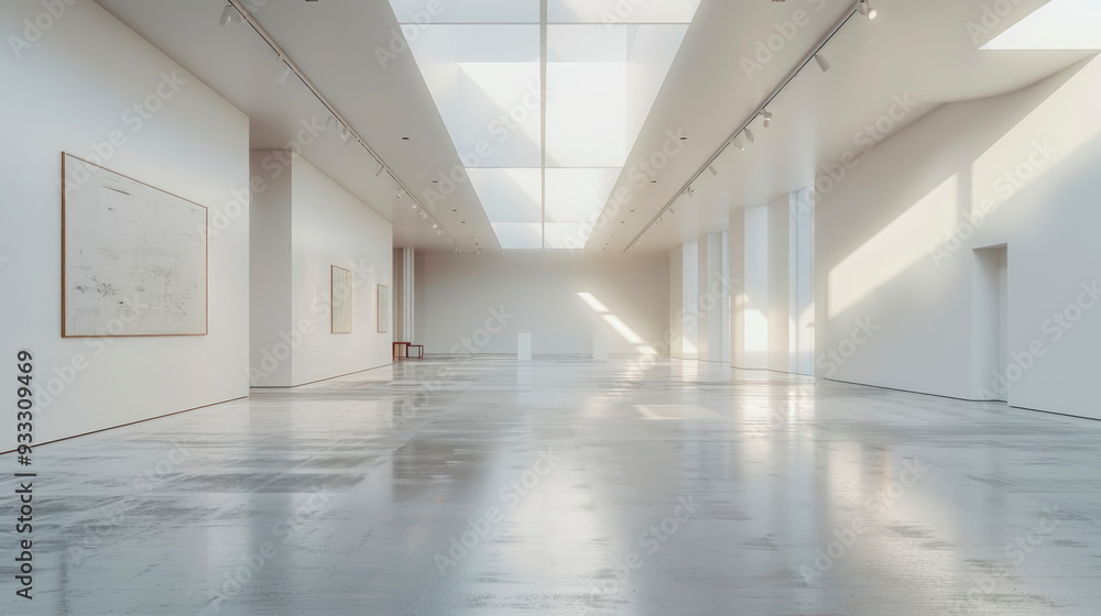 Bright and spacious art gallery with modern architecture showcasing various artworks during daylight Bright and spacious art gallery with modern architecture showcasing various artworks during daylight