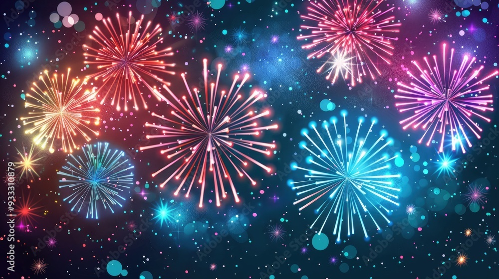 Fototapeta premium Colorful Fireworks Display in Night Sky