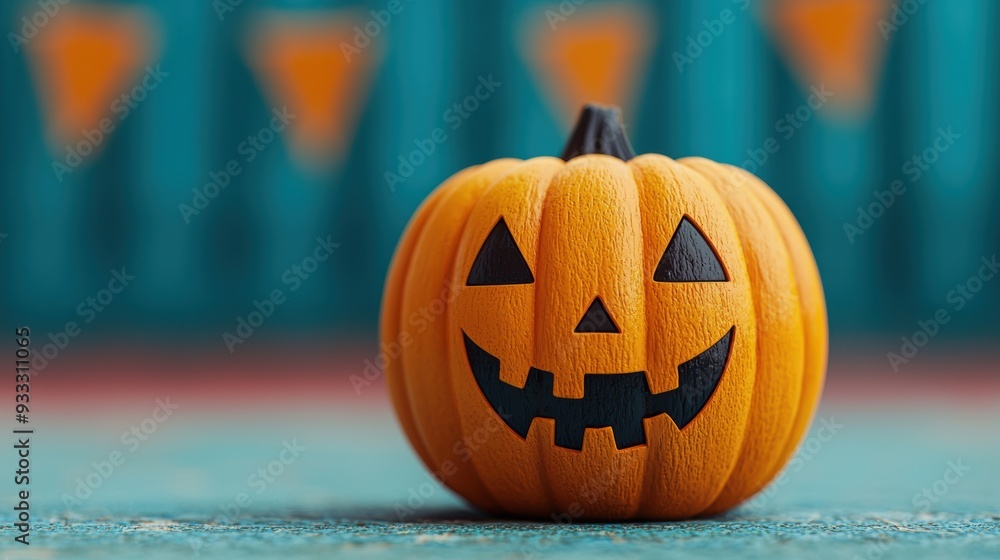 Spooky Circus Fun - Cartoon Halloween Pumpkin in Vibrant Colors with Copy Space, Selective Focus. Spooky Circus Fun - Cartoon Halloween Pumpkin in Vibrant Colors with Copy Space, Selective Focus.