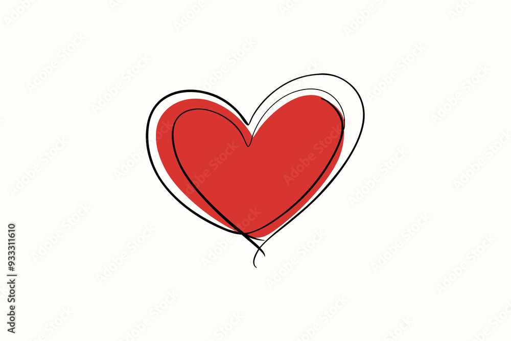 A red heart with abstract, overlapping lines A red heart with abstract, overlapping lines
