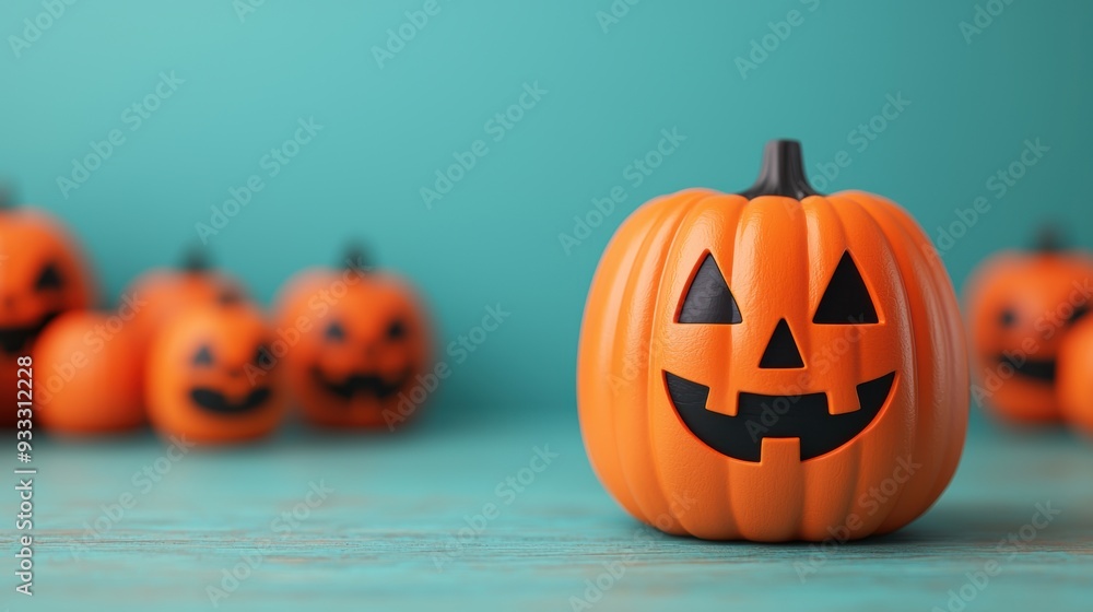 Playful Halloween Pumpkin Cartoon Treasure Hunt Adventure with Copy Space, Selective Focus in Playful Halloween Pumpkin Cartoon Treasure Hunt Adventure with Copy Space, Selective Focus in
