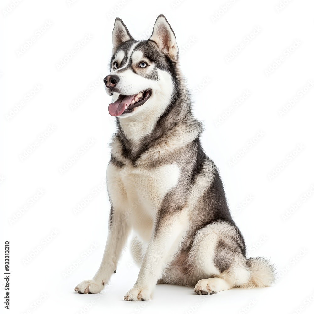 A dog is sitting on a white background A dog is sitting on a white background