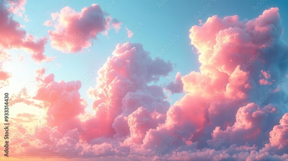 dreamy sky filled with cotton candy pink clouds creating ethereal backdrop for whimsical scenes dreamy sky filled with cotton candy pink clouds creating ethereal backdrop for whimsical scenes