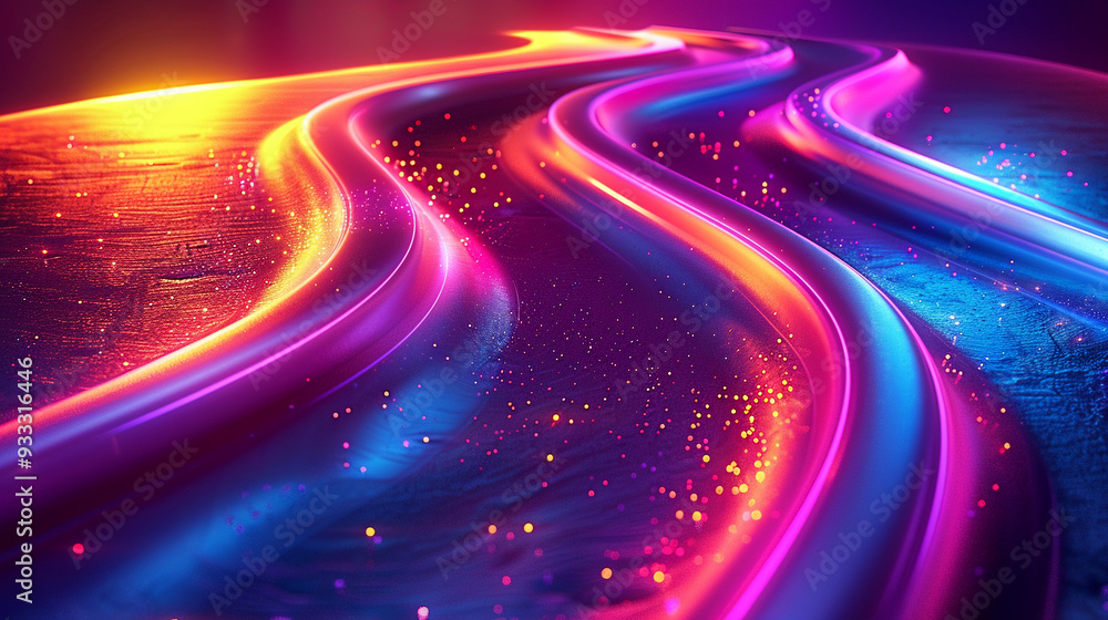 An abstract background with radiant neon light trail