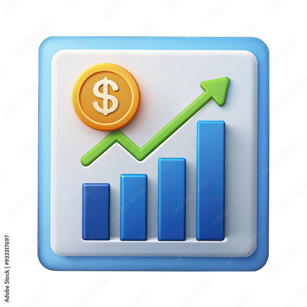 Growth bar graph and arrow marketing online shopping icon sign or symbol ecommerce concept on blue background 3d illustration Growth bar graph and arrow marketing online shopping icon sign or symbol ecommerce concept on blue background 3d illustration