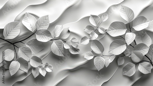 floral leaves 3d tiles wall texture