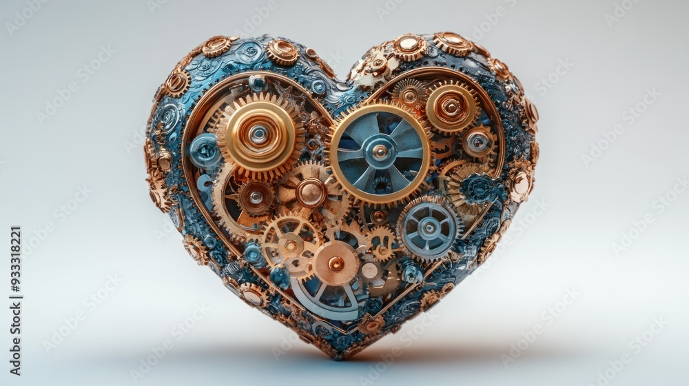 Fototapeta premium Mechanical Heart: A Symbol of Love and Innovation