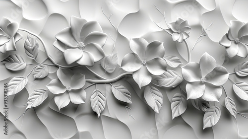 floral leaves 3d tiles wall texture