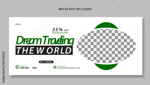 Travel Facebook cover design template, Realistic travel twitter header, Flat design travel agency template

