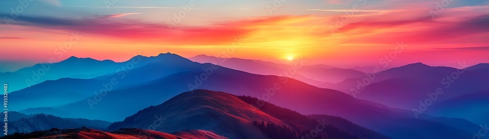 Vibrant Sunset Over Mountains, Beautiful Landscape Photography Vibrant Sunset Over Mountains, Beautiful Landscape Photography