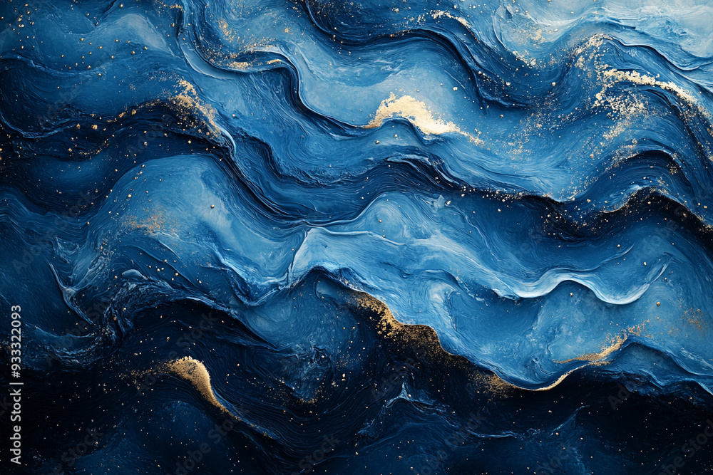 Fototapeta premium An abstract digital painting of swirling blue waves