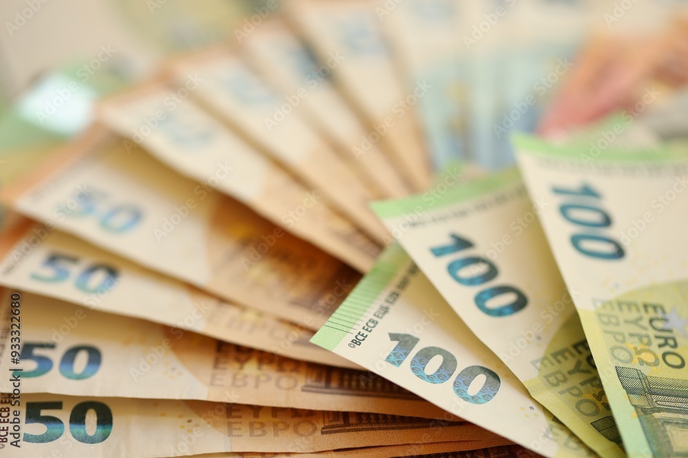 Pile of euro paper banknotes as finance background Pile of euro paper banknotes as finance background
