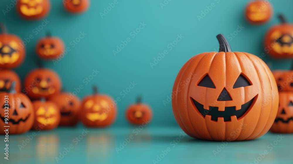 Spooky Halloween Pumpkin Party in Colorful Cartoon Style with Joyful Atmosphere and Copy Space, Selective Focus, Quality Spooky Halloween Pumpkin Party in Colorful Cartoon Style with Joyful Atmosphere and Copy Space, Selective Focus, Quality