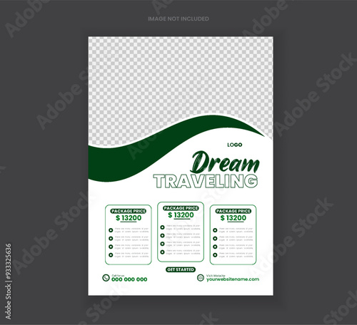 Travel flyer design also travel holiday flyer layout vector template
