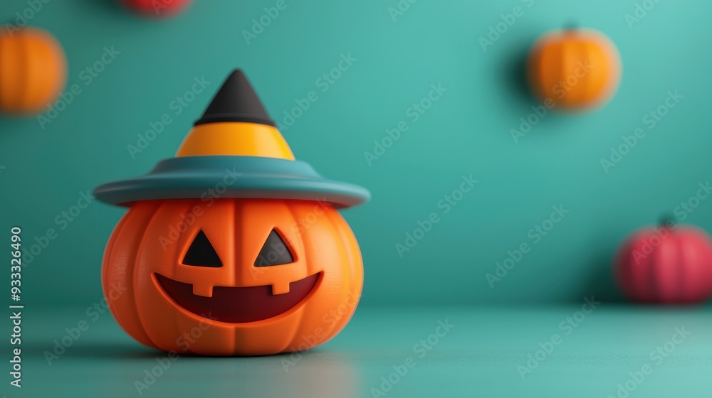 Spooky Halloween Pumpkin Spaceship in Colorful Cartoon Space Adventure Night with Copy Space - Spooky Halloween Pumpkin Spaceship in Colorful Cartoon Space Adventure Night with Copy Space -