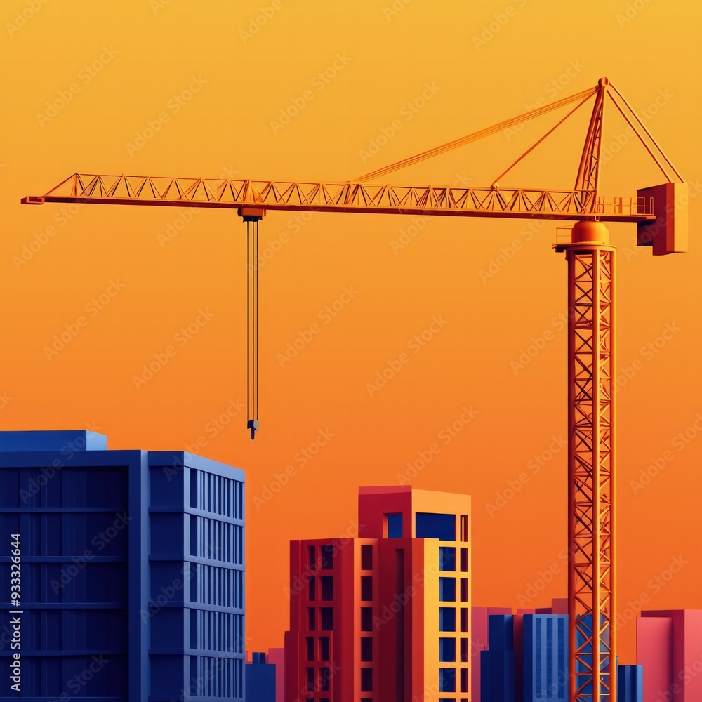 Construction industry scaling, high demand for new buildings, flat design illustration Construction industry scaling, high demand for new buildings, flat design illustration