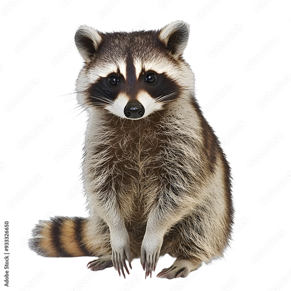 Fototapeta premium [Transparent Background PNG]Cute Raccoon Sitting on White Background