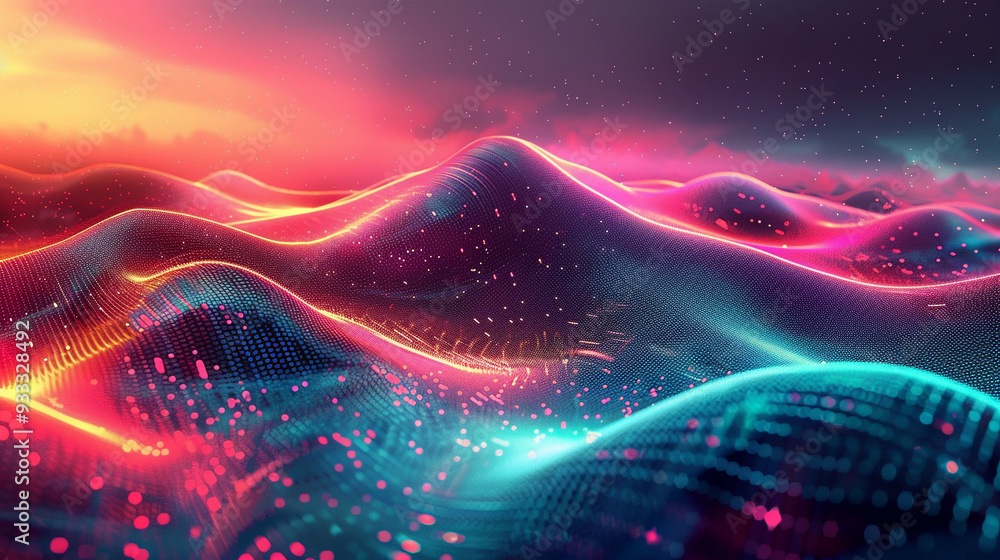 An energetic background with flowing neon waves An energetic background with flowing neon waves