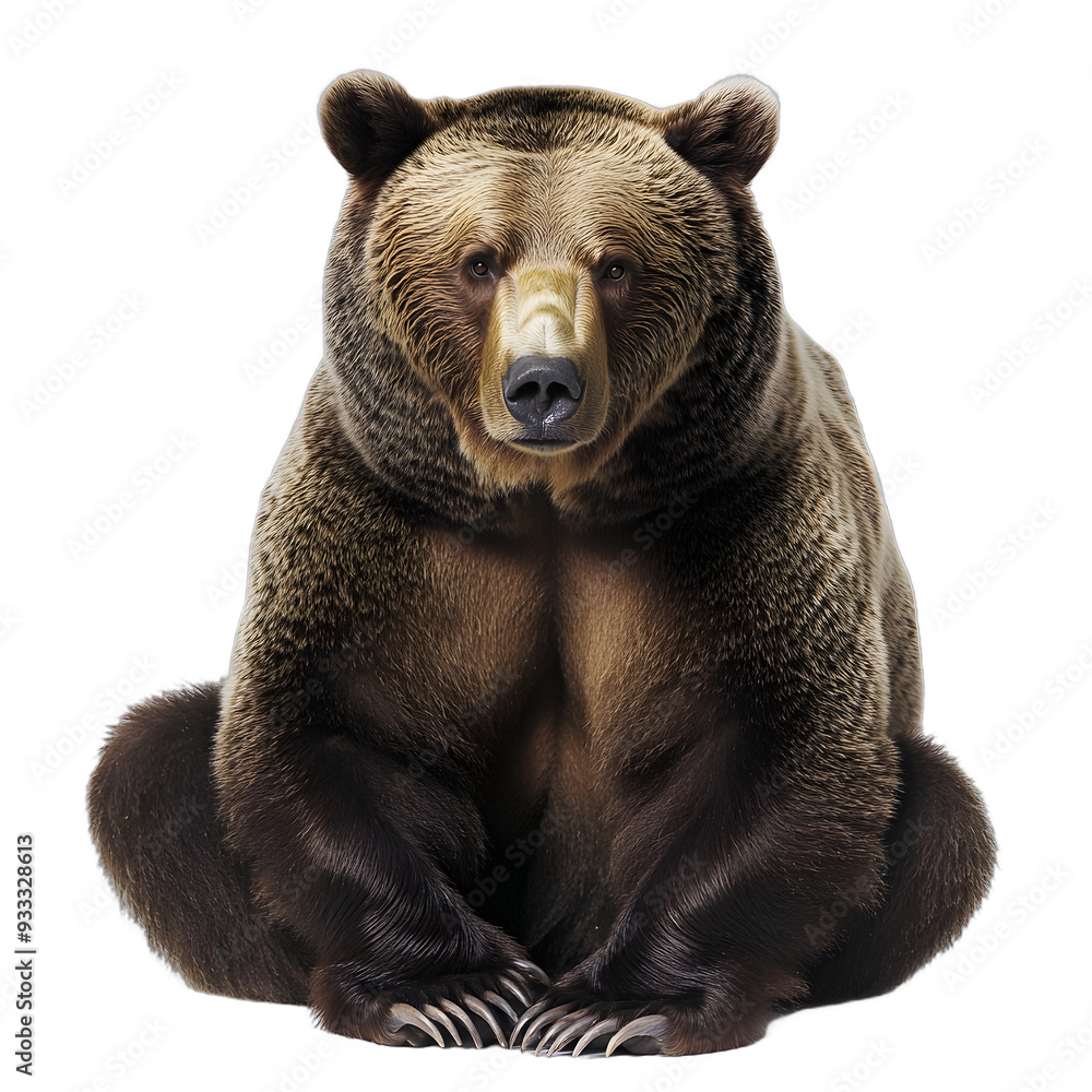 Fototapeta premium [Transparent Background PNG]Brown Bear Sitting Against White Background