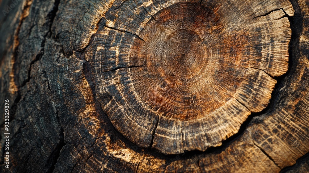 Fototapeta premium Close-up of Tree Rings from Ancient Tree