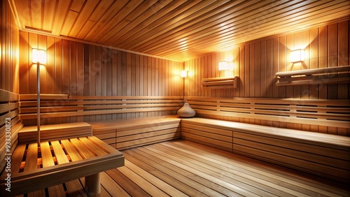 Cozy interior of a traditional Finnish sauna with wooden benches  steam  and relaxation   sauna  hot steam  Finnish