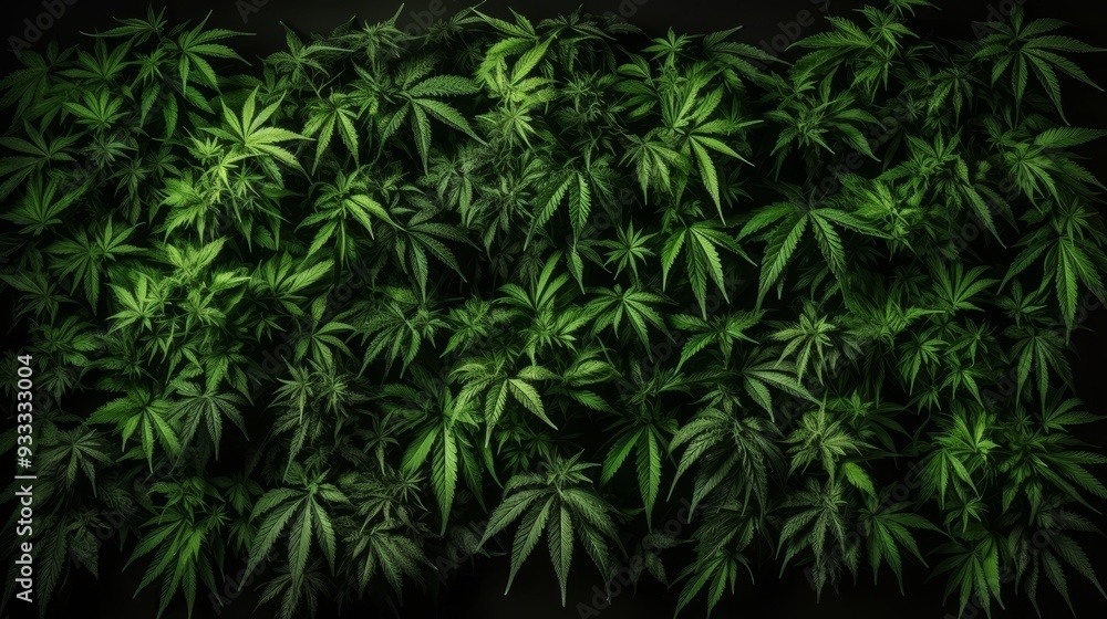 Intricate cannabis leaf patterned backdrop for captivating banner design purposes Intricate cannabis leaf patterned backdrop for captivating banner design purposes