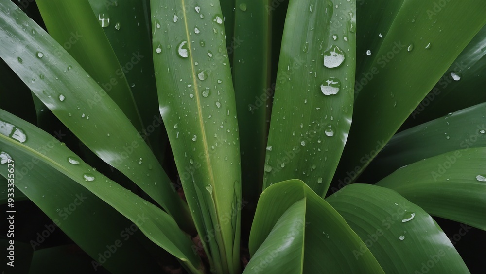 Top view of leaves with water droplets on it Top view of leaves with water droplets on it