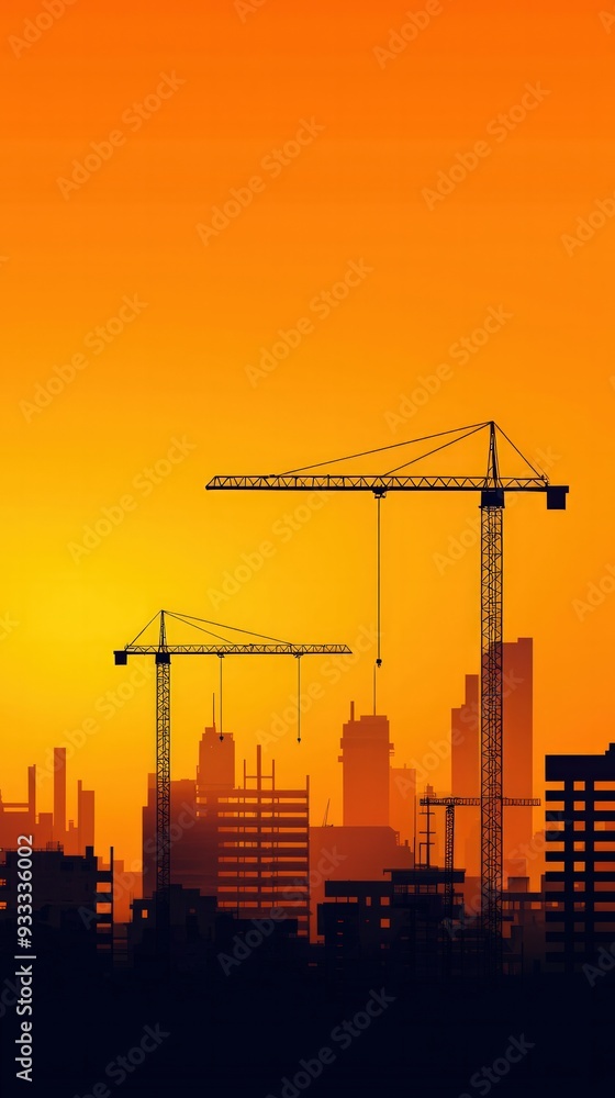 Construction growth in emerging markets, expanding urban landscapes, flat design illustration Construction growth in emerging markets, expanding urban landscapes, flat design illustration