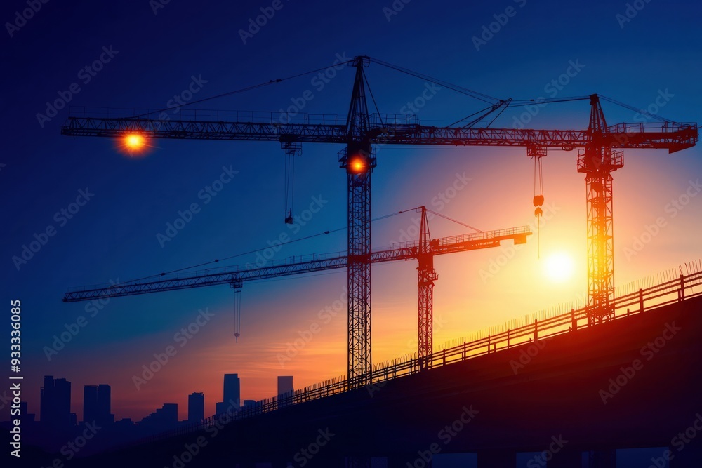 Infrastructure growth in construction, expanding road and bridge networks, flat design illustration Infrastructure growth in construction, expanding road and bridge networks, flat design illustration