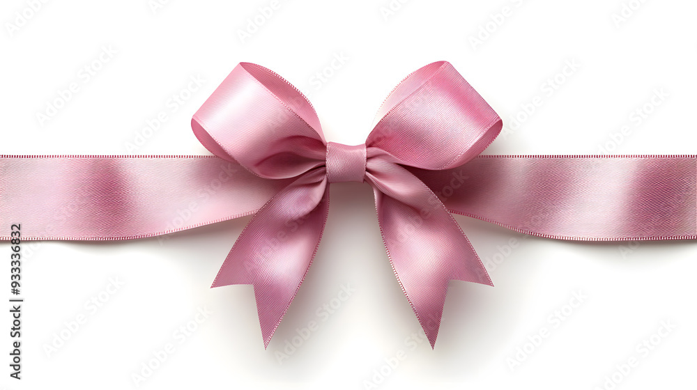 Pink silk ribbon with bow in vector style isolated on white background. Pink silk ribbon with bow in vector style isolated on white background.