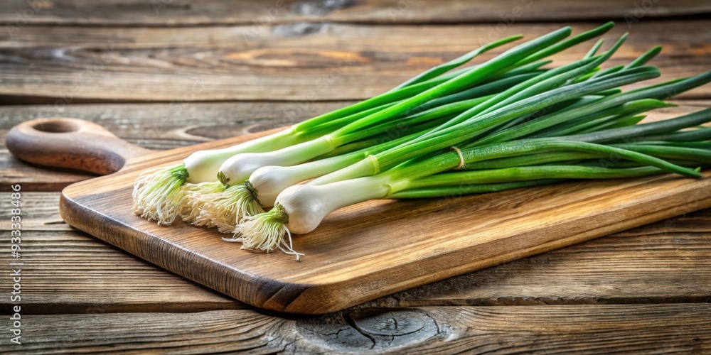Fresh green onions on wooden cutting board, vegetables, organic, farm, cooking, ingredients, healthy, produce, aromatic Fresh green onions on wooden cutting board, vegetables, organic, farm, cooking, ingredients, healthy, produce, aromatic