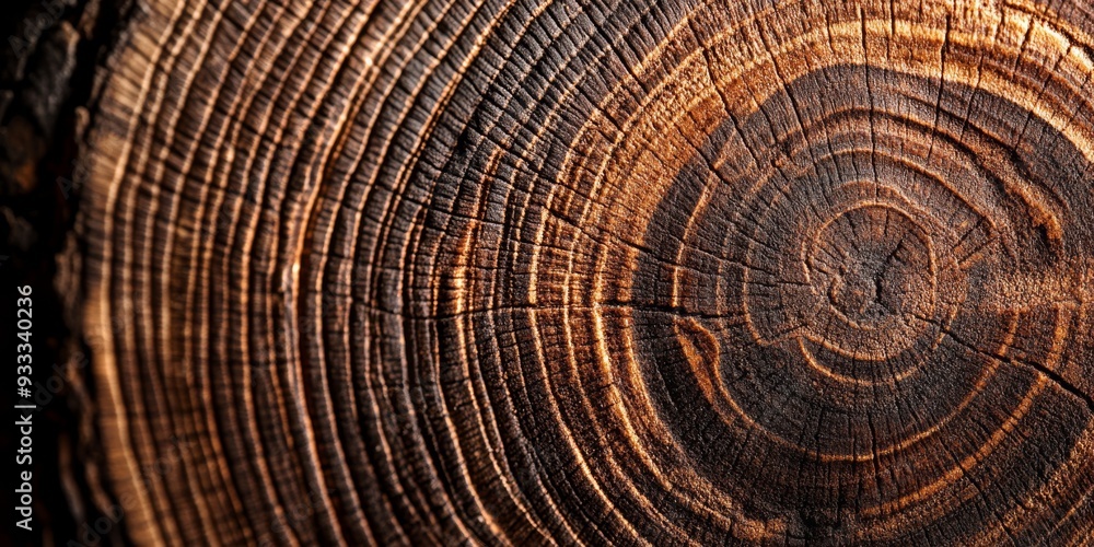 Naklejka premium Close-up of Tree Rings from Ancient Tree