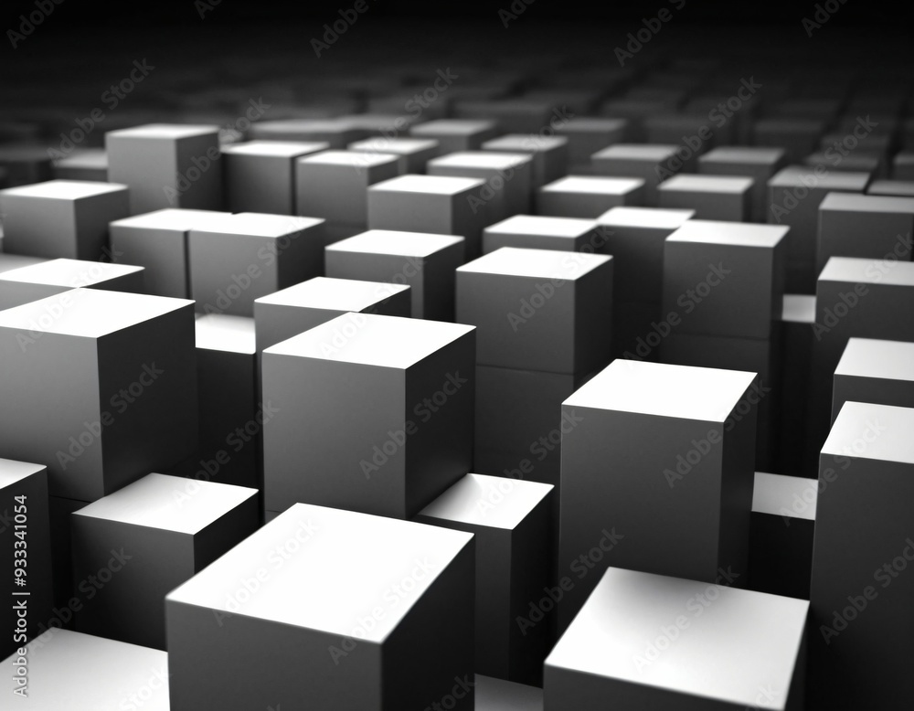 Monochrome 3D Cubes: Depth and Perspective in a Minimalist Abstract Background. Ai generated image Monochrome 3D Cubes: Depth and Perspective in a Minimalist Abstract Background. Ai generated image