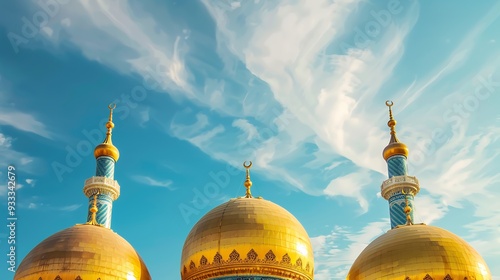 Mosque Domes and Minarets Against a Blue Sky photo