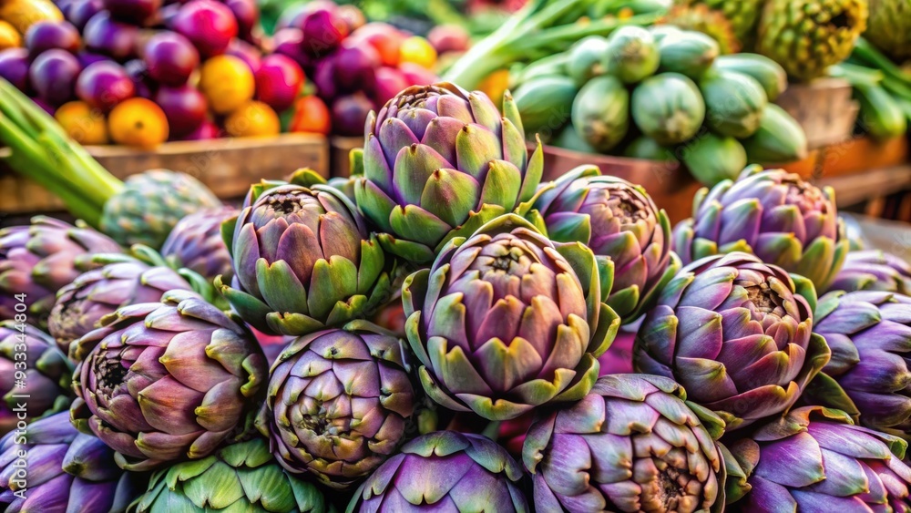 Fresh artichokes on display at a farmer's market , artichoke, vegetable, fresh, green, healthy, organic, market, food Fresh artichokes on display at a farmer's market , artichoke, vegetable, fresh, green, healthy, organic, market, food
