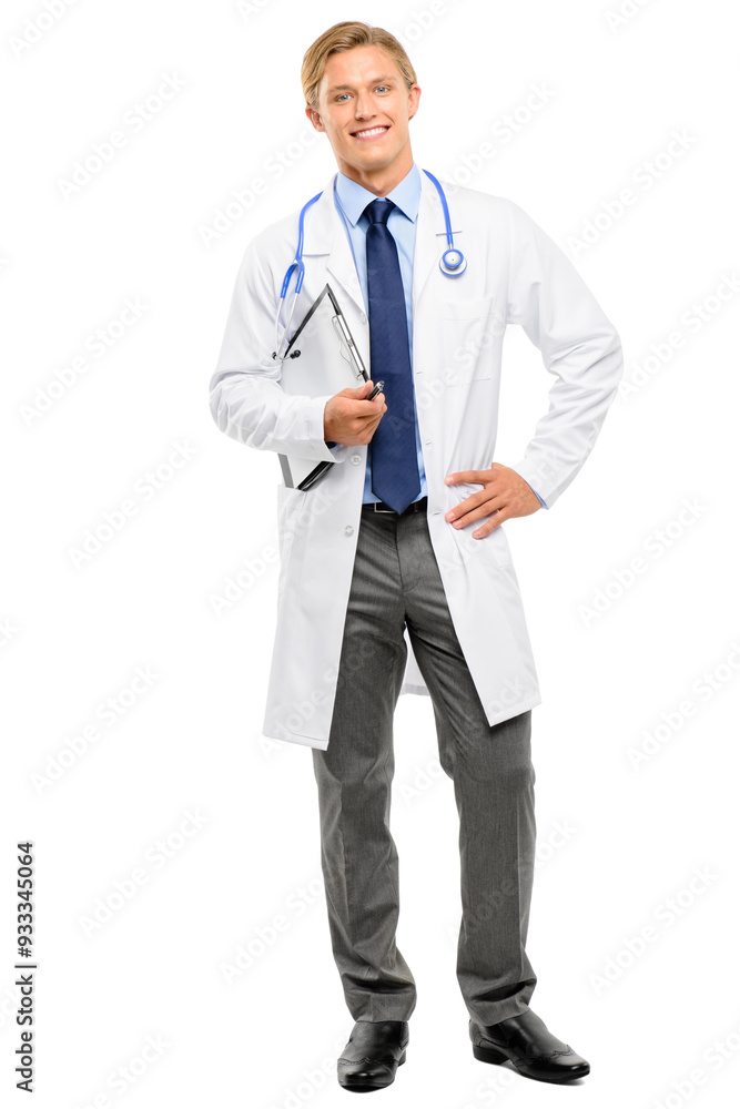 Healthcare, clipboard and doctor in studio for portrait, profession or happy in career. Cardiologist, smile or confident on white background for compliance, sign up or new patient medical information Healthcare, clipboard and doctor in studio for portrait, profession or happy in career. Cardiologist, smile or confident on white background for compliance, sign up or new patient medical information