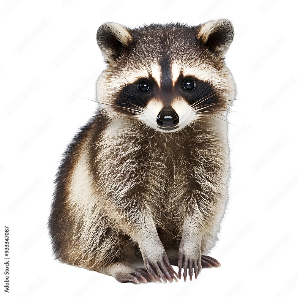 Obraz premium [Transparent Background PNG]Cute Raccoon Sitting on White Background