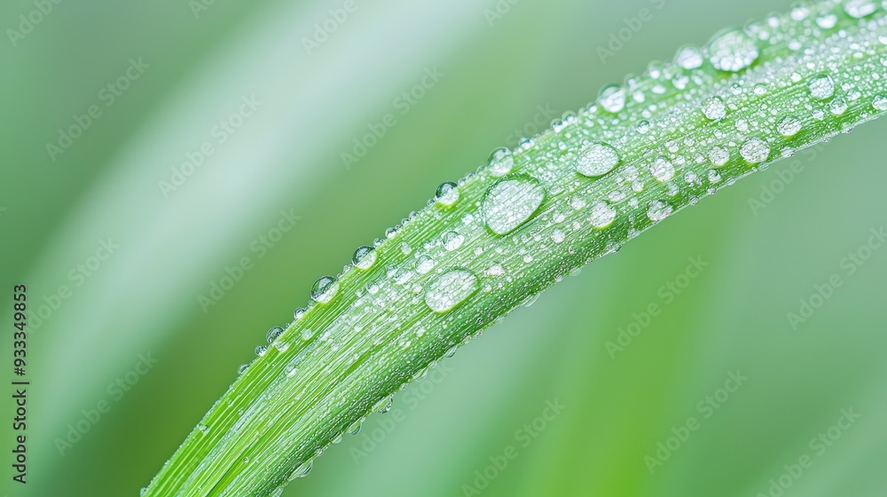 Close-up of a green leaf with clear droplets, highlighting nature's beauty and freshness after rain, perfect for environmental themes. Close-up of a green leaf with clear droplets, highlighting nature's beauty and freshness after rain, perfect for environmental themes.